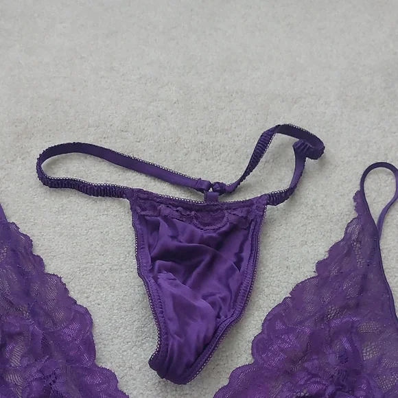 Victoria's Secret vintage Lingerie Purple Lace Chemise Set - Picture 3 of 5